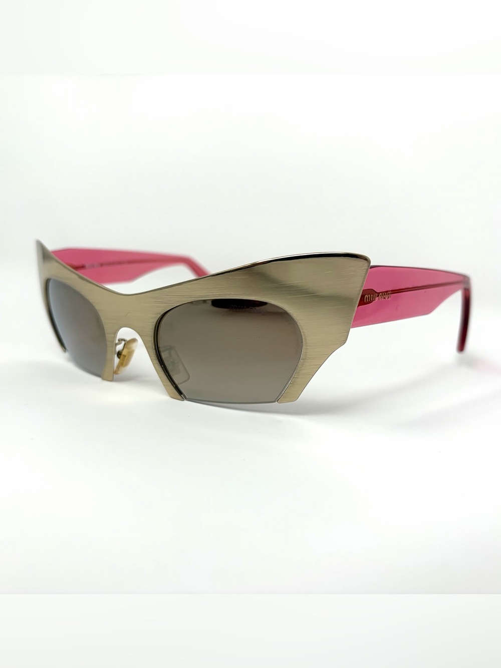 MIU MIU RASOIR SMU53O Womens Pink Gold Cat Eye UV Sunglasses w/ Case Complete